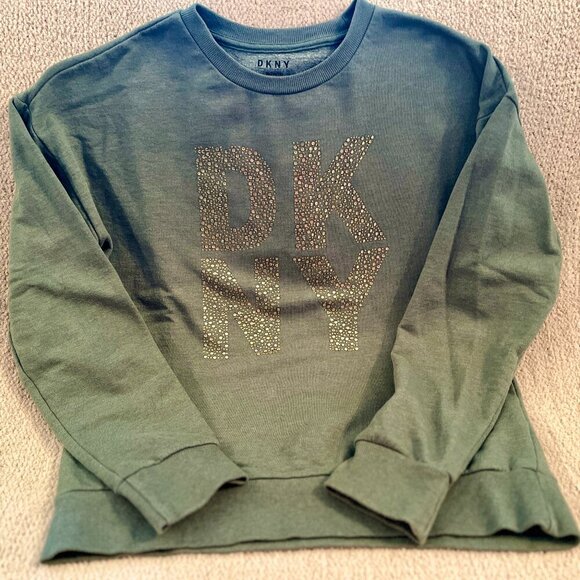 DKNY Girl's Green Logo Sweatshirt Size XL - Picture 1 of 6